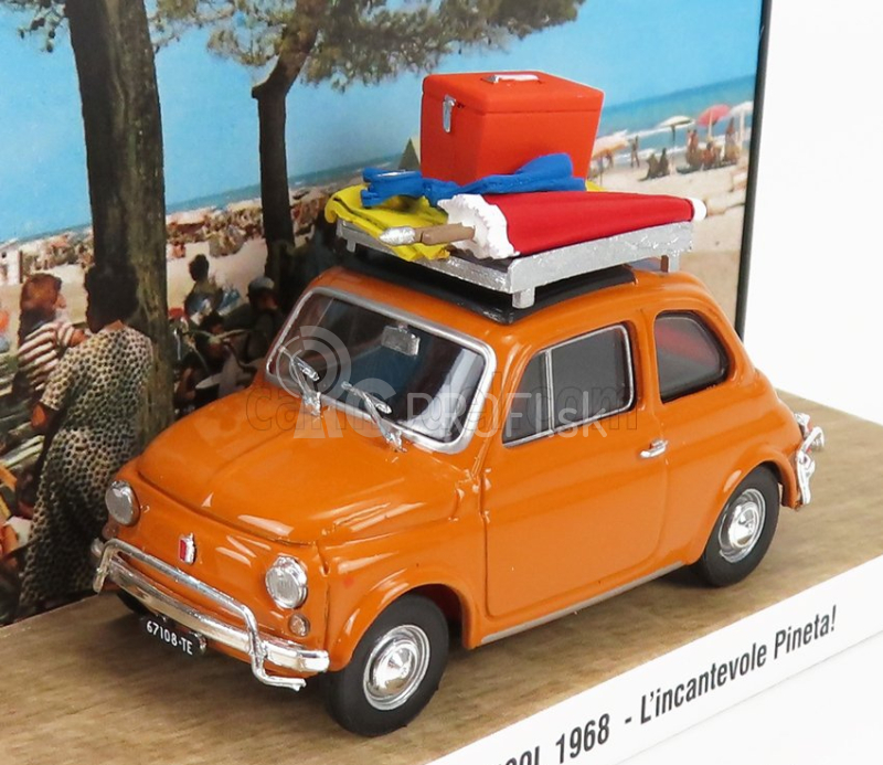 Brumm prom Fiat 500l 1968 - Tutti Al Mare - L'incantevole Pineta - Andiamo A Pineto - Exclusive Carmodel 1:43 Giallo Positano - Yellow