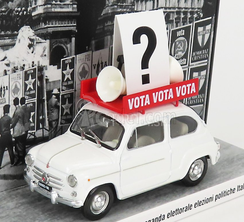 Brumm prom Fiat 600d 1963 - Propaganda Elettorale Elezioni Italia Vota - Vota - Vota 1:43 Biela