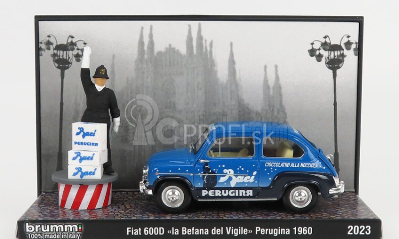 Brumm prom Fiat 600d Baci Perugina 1960 - La Befana Del Vigile 1:43 Modrá čierna