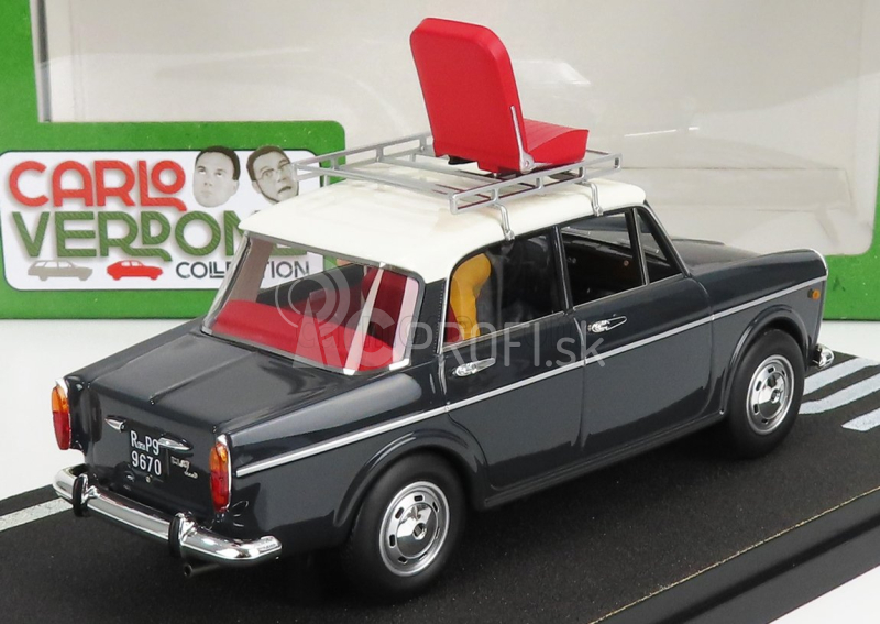 Clc-models Fiat 1100d s figúrkou Mimmo (carlo Verdone) 1981 Bianco Rosso E Verdone Movie 1:18 Grey