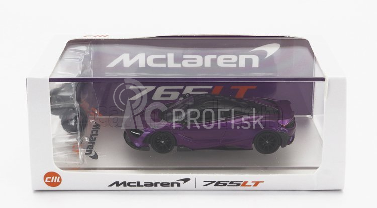 Cm-models Mclaren 765lt so závodnou sadou kolies 2020 1:64 fialová čierna