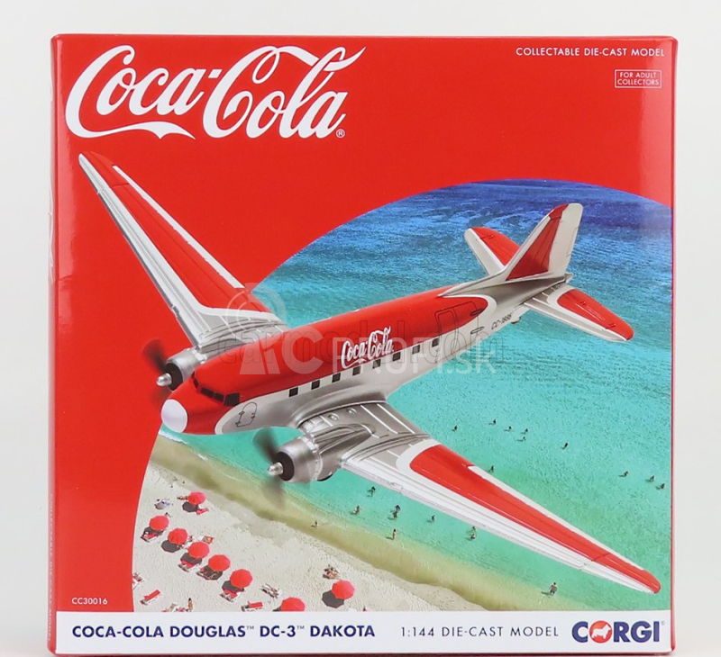 Corgi Douglas Dakota Dc-3 Lietadlo Coca-cola 1941 1:144 Červená biela strieborná