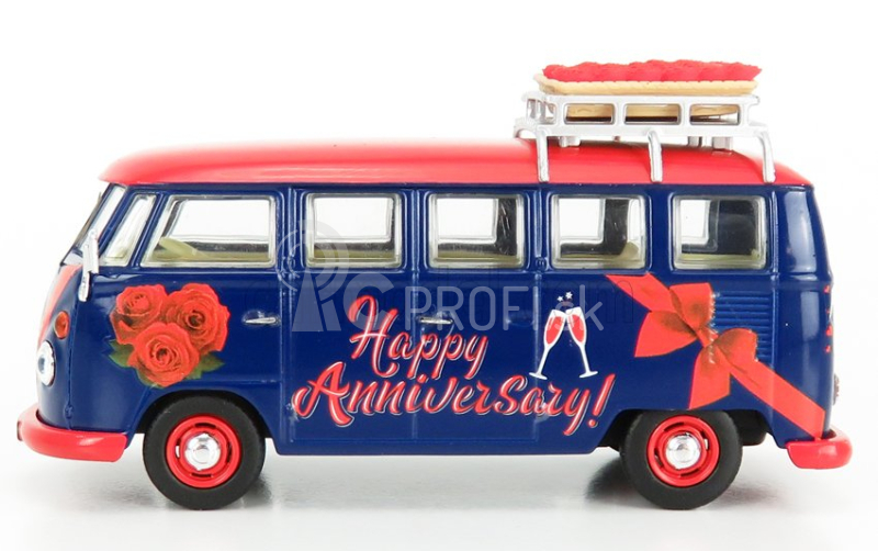 Corgi Volkswagen T1 Minibus Happy Anniversary 1961 1:43 Modrá červená