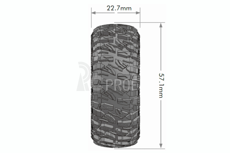 CR-MALLET 1.0 - Kompletné kolesá pre pásové vozidlá 1/18 a 1/24 s čiernymi diskami pre šesťhran 7 mm, 2 ks