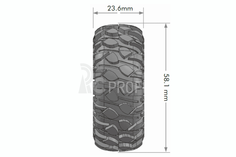 CR-ROWDY 1.0 - Kompletné kolesá pre pásové vozidlá 1/18 a 1/24 s čiernymi diskami pre šesťhran 7 mm, 2 ks