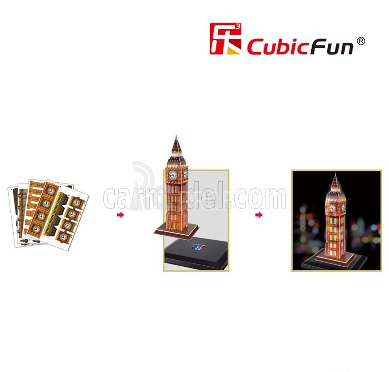 Cubicfun Puzzle 3d z peny Big Ben Londra Con Luci A Led cm. 20.4x24.8x41 - 28 dielikov /
