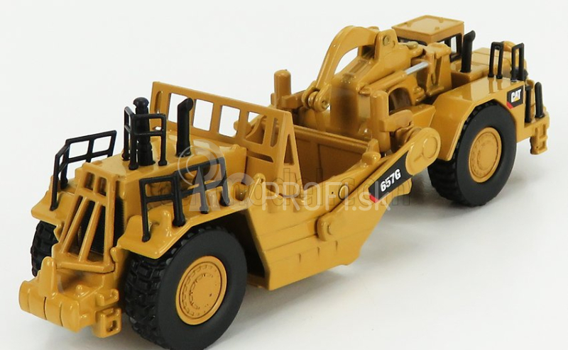 Dm-models Caterpillar Cat657g Ruspa Gommata - kolesový traktor so škrabákom 1:125 žltá čierna