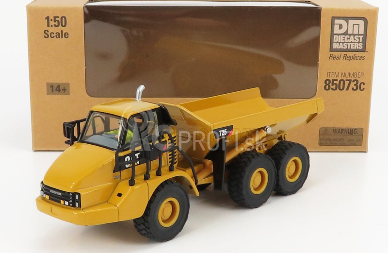 Dm-models Caterpillar Cat725 Cassone Ribaltabile Cava 3-assi - kĺbový nákladný automobil 1:50 žltá čierna