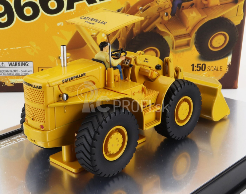 Dm-models Caterpillar Cat966a Ruspa Gommata - škrabací traktor - kolesový nakladač 1:50 žltá čierna