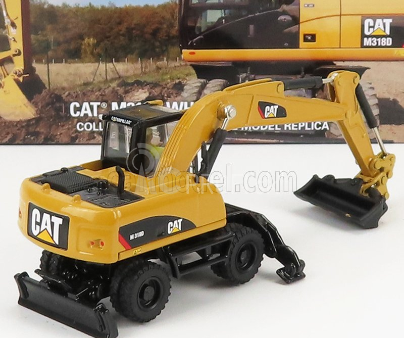 Dm-models Caterpillar Catm318d Escavatore Gommato - traktor hydraulický škrabák 1:87 žltá čierna