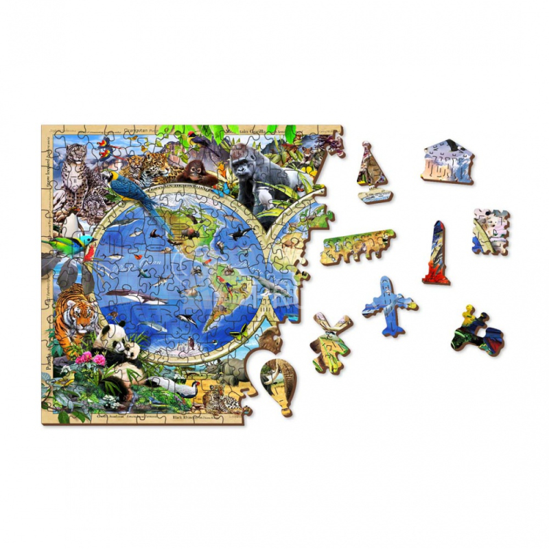 Wooden City drevené puzzle – Mapa ríše zvierat XL