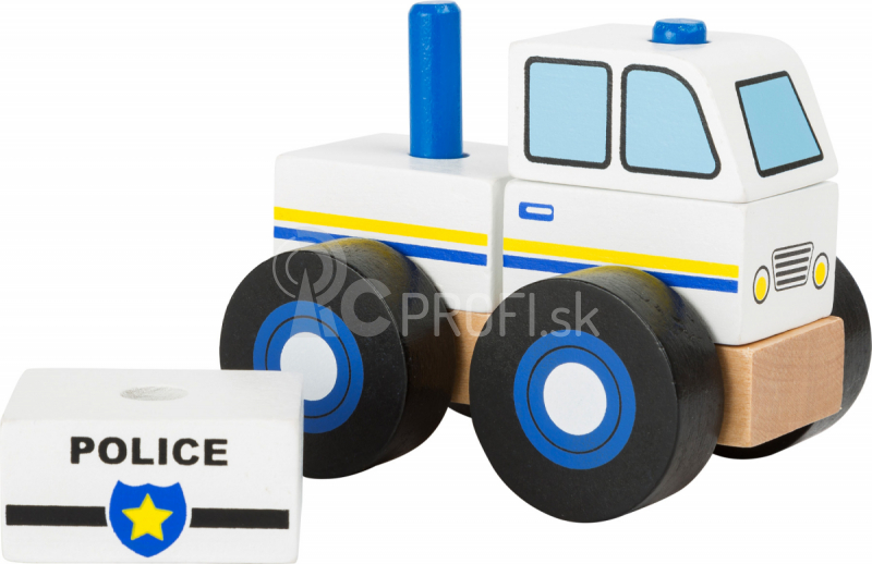 Drevené skladacie policajné auto s malými nohami