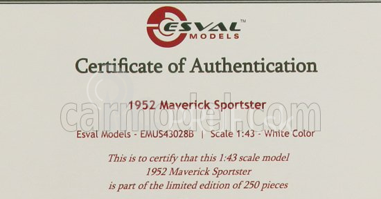 Esval model Maverick Sportster Spider Open 1952 1:43 White