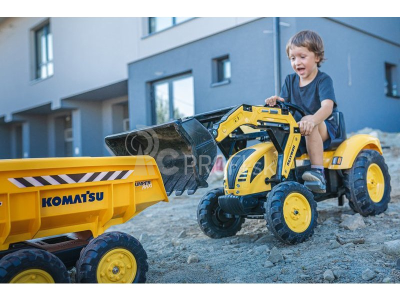FALK – Šliapací traktor Komatsu s bagrom a maxi vlečkou