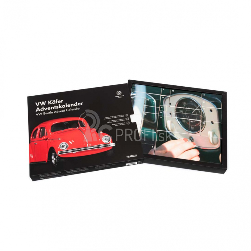 Franzis adventný kalendár VW Beetle so zvukom 1:43, červená