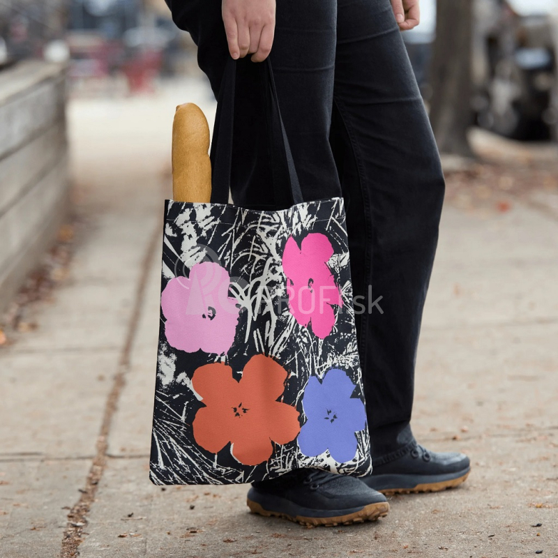 Galison Plátenná taška Warhol flowers - ružová