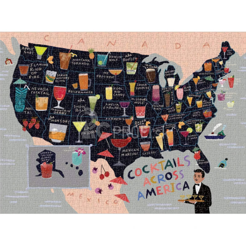 Galison Puzzle Koktailová mapa USA 1000 dielikov