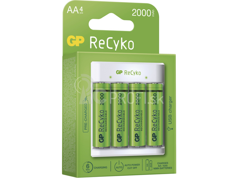 GP USB nabíjačka Eco E411 + 4AA GP ReCyko 2100