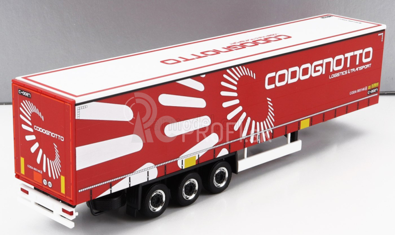 Herpa Prívesný príves pre nákladné vozidlá Codognotto Logistic Transports - Rimorchio Telonato 1:87 Červená biela