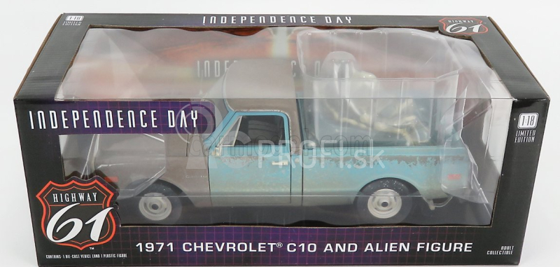 Highway61 Chevrolet C-10 Pick-up And Alien Figure 1971 - Independence Day 1:18 Svetlomodrá hnedá