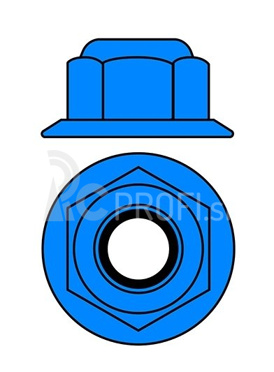 Hliníkové Nylon STOP matice M3 s plôškou – modré – 10 ks