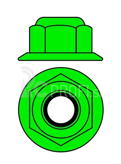 Hliníkové Nylon STOP matice M3 s plôškou – zelené – 10 ks