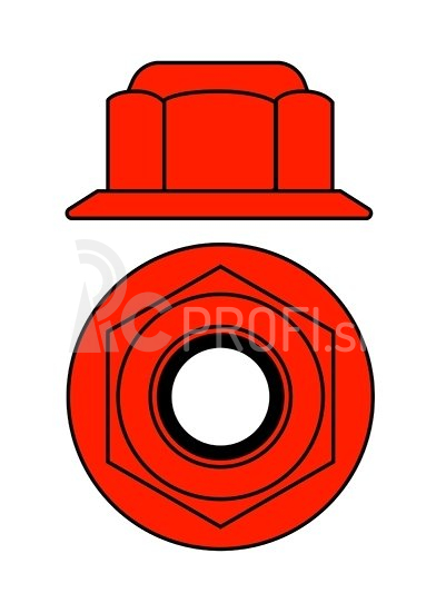 Hliníkové Nylon STOP matice M4 s ploškou – červené – 10 ks