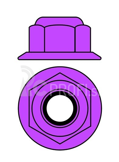 Hliníkové Nylon STOP matice M4 s ploškou – fialové – 10 ks