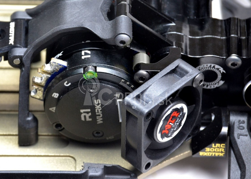 Hliníkový čierny držiak ventilátora pre 1/10 Buggy, SC a Trucky