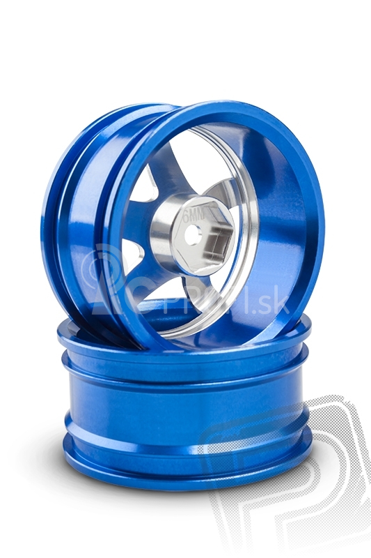 Hliníkový disk 5 paprskov, offset 9 mm - modrá farba (2 ks)