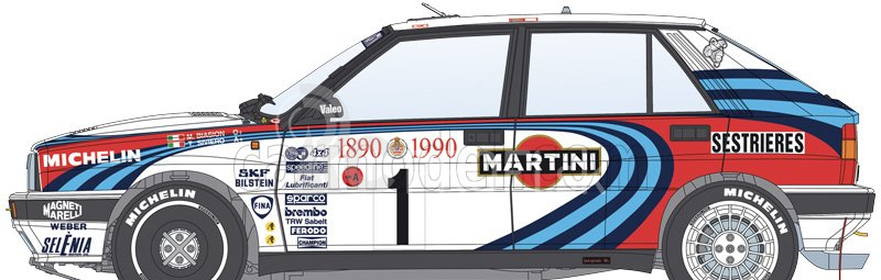 Italeri Lancia Delta Hf Integrale Martini 16v N 1 Rally Montecarlo 1990 M.biasion - T.siviero + Delta Hf Integrale Martini 16v N 7 Winner Rally Montecarlo 1990 D.auriol - B.occelli 1:12 /