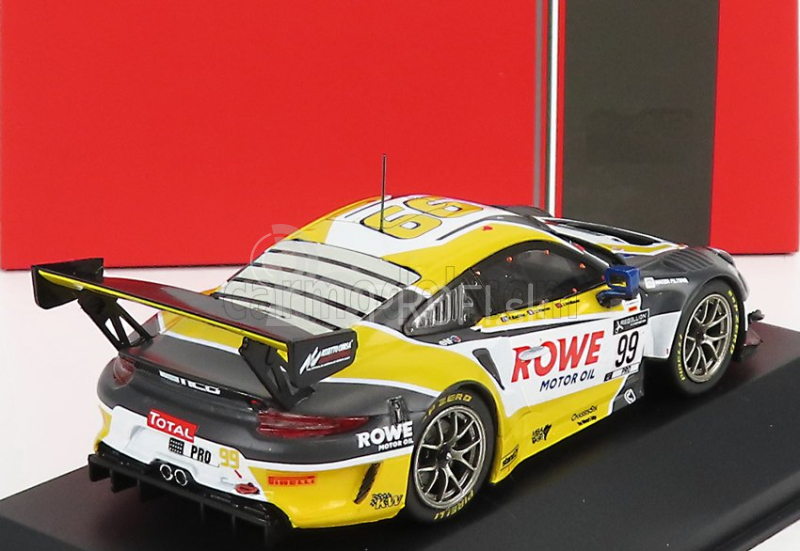 Ixo-models Porsche 911 991 4.0l Gt3 Team Rowe Racing N 99 24h Spa 2020 K.bachler - D.werner - J.andlauer 1:43 Žltá Biela Sivá