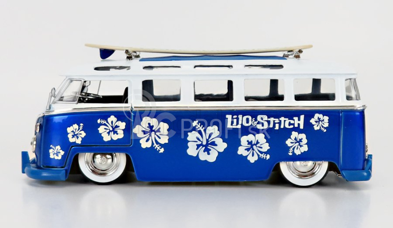 Jada Volkswagen T1 Minibus s figúrkou Titch 1962 1:24 Modrá biela