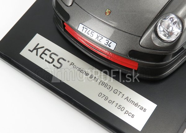 Kess-model Porsche 911 993 Gt1 Almeras 1993 1:18 Grey Met Red