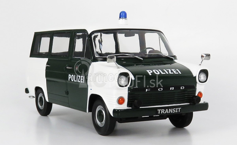 Kk-scale Ford england Transit Mki Minibus Hamburg Polizei 1965 1:18 Bielozelený