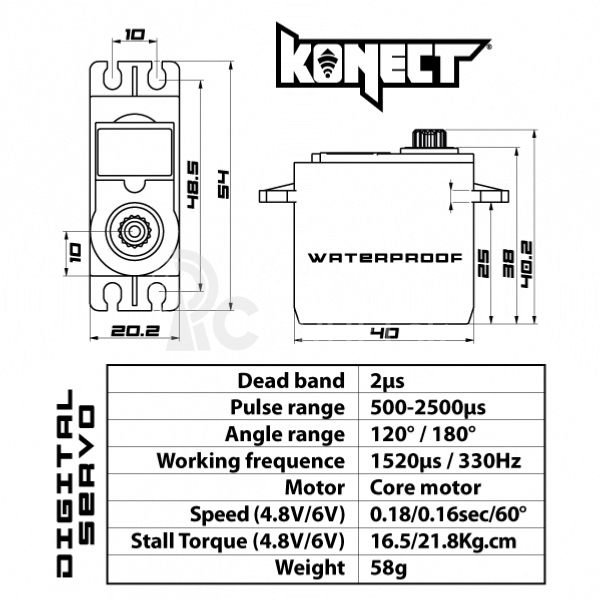 KONECT 21 kg servo - WATERPROOF