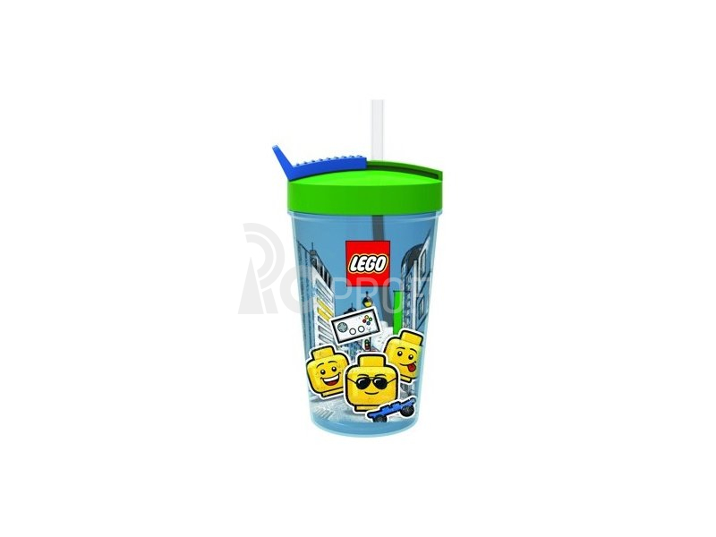 LEGO fľaša so slamkou 0,5 L – Iconic Boy modrá
