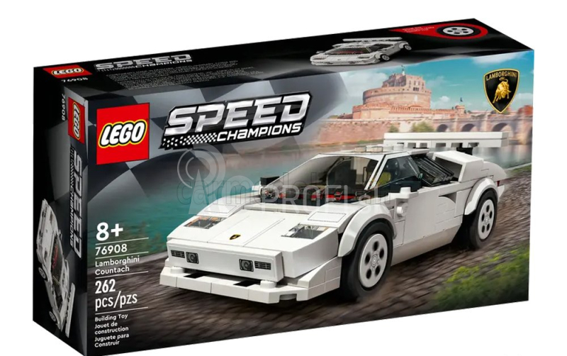 Lego Lamborghini Lego Speed Champion - Countach 5000 1988 - 262 Pezzi - 262 dielikov biela