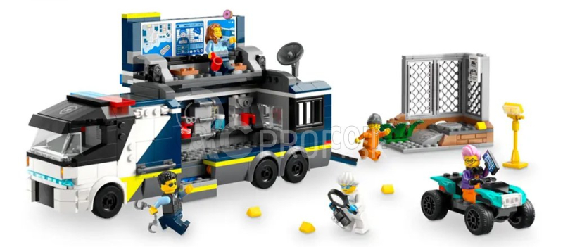 Lego Nákladné auto Lego City - Policajné mobilné kriminálne laboratórium - Laboratorio Mobile Polizia - 674 dielikov Biela Modrá Čierna