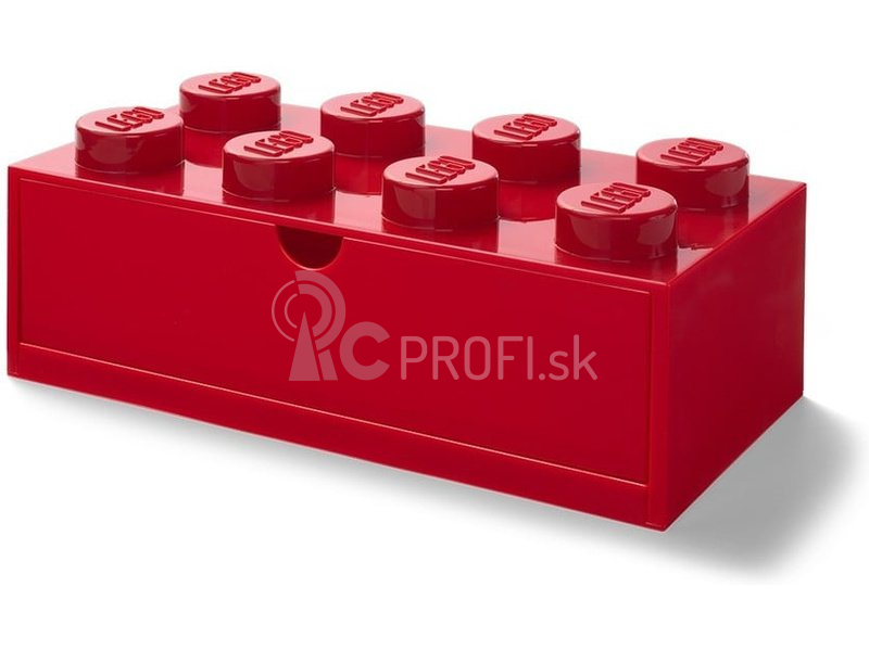 LEGO stolný box 8 so zásuvkou červený