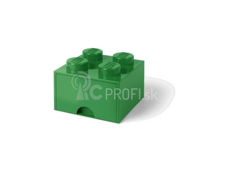 LEGO úložný box so zásuvkou 250x250x180mm – tmavozelený