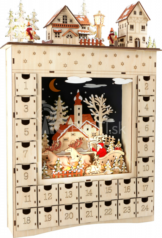Malý drevený adventný kalendár Winter Dream