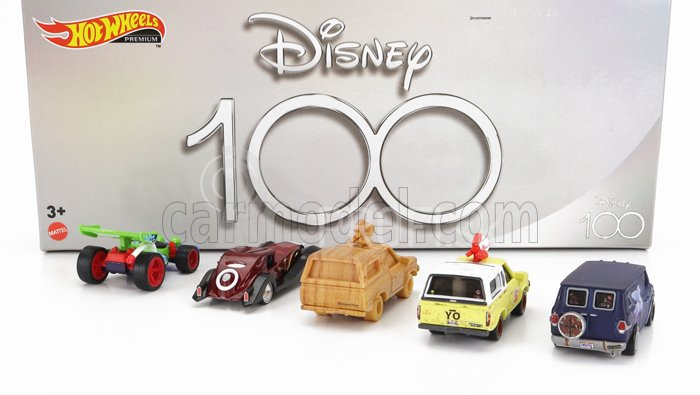 Mattel hot wheels Walt disney Set 5x Disney 100th Anniversary - Cruella Deville 101 Dalmatiers - Guinevere Van Onward - Pizza Planet Truck Toy Story - Rc Toy Story - Brave Pizza Planet Truck Toy Story 1:64 Various