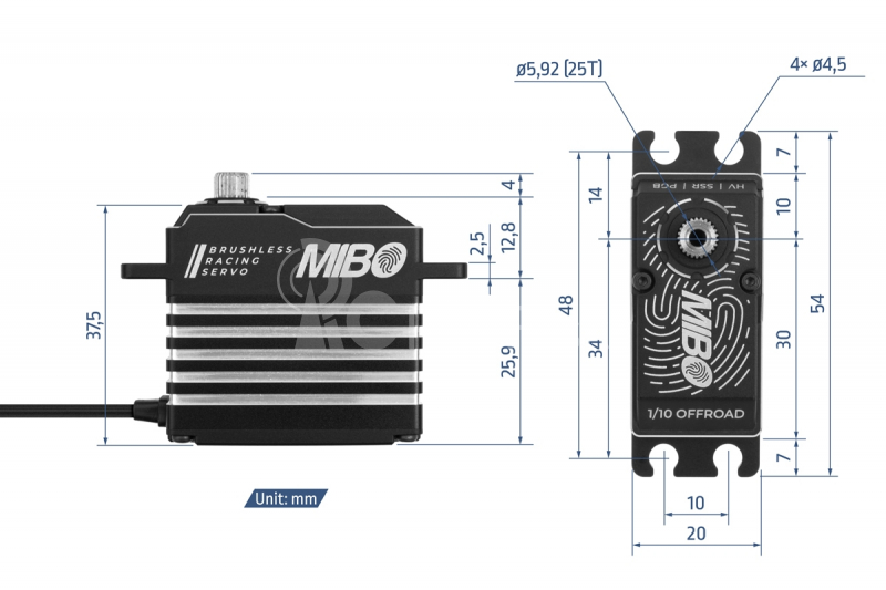 MIBO 1/10 Offroad (0.052s/23kg/8.4V) Bezkartáčové servo