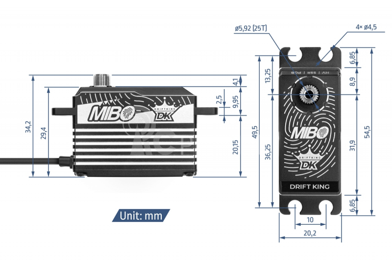 MIBO Drift King Alu Black Programovateľné (RWD Drift Spec/33.0kg/8.4V) Bezkartáčové servo
