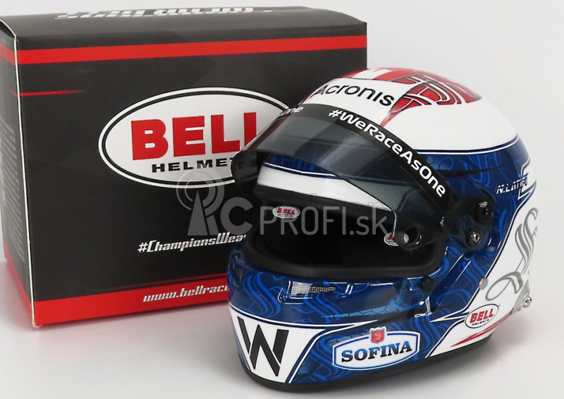 Mini prilba Bell prilba F1 Casco Prilba Williams Fw44 Team Williams Racing N 6 Sezóna 2022 Nicholas Latifi 1:2 Biela modrá červená