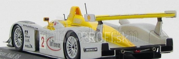 Minichamps Audi R8 Team Infineon N 2 Víťaz 12h Sebring 2002 Capello - Herbert - Pescatori 1:43 Strieborno-žltá