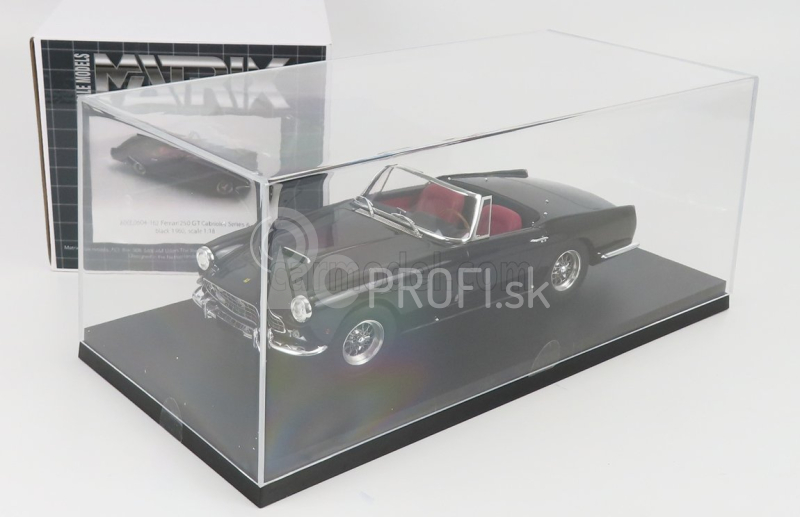 Modely v mierke Matrix Ferrari 250gt Ii-series Cabriolet Open 1960 - Con Vetrina S vitrínou 1:18 Black