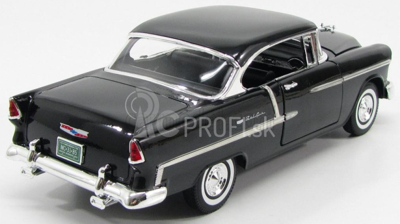 Motor-max Chevrolet Bel Air Cabriolet Uzavretý 1955 1:18 Čierna strieborná
