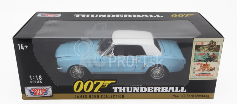 Motor-max Ford usa Mustang Convertible Spider 1967 - 007 James Bond - Thunderball - Operazione Tuono 1:18 Light Blue White